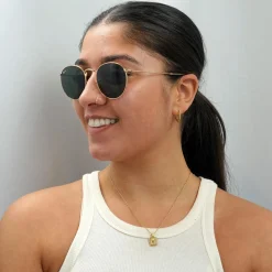 Ray-Ban Sunglasses Round Metal 3447 001 Gold Green 50mm