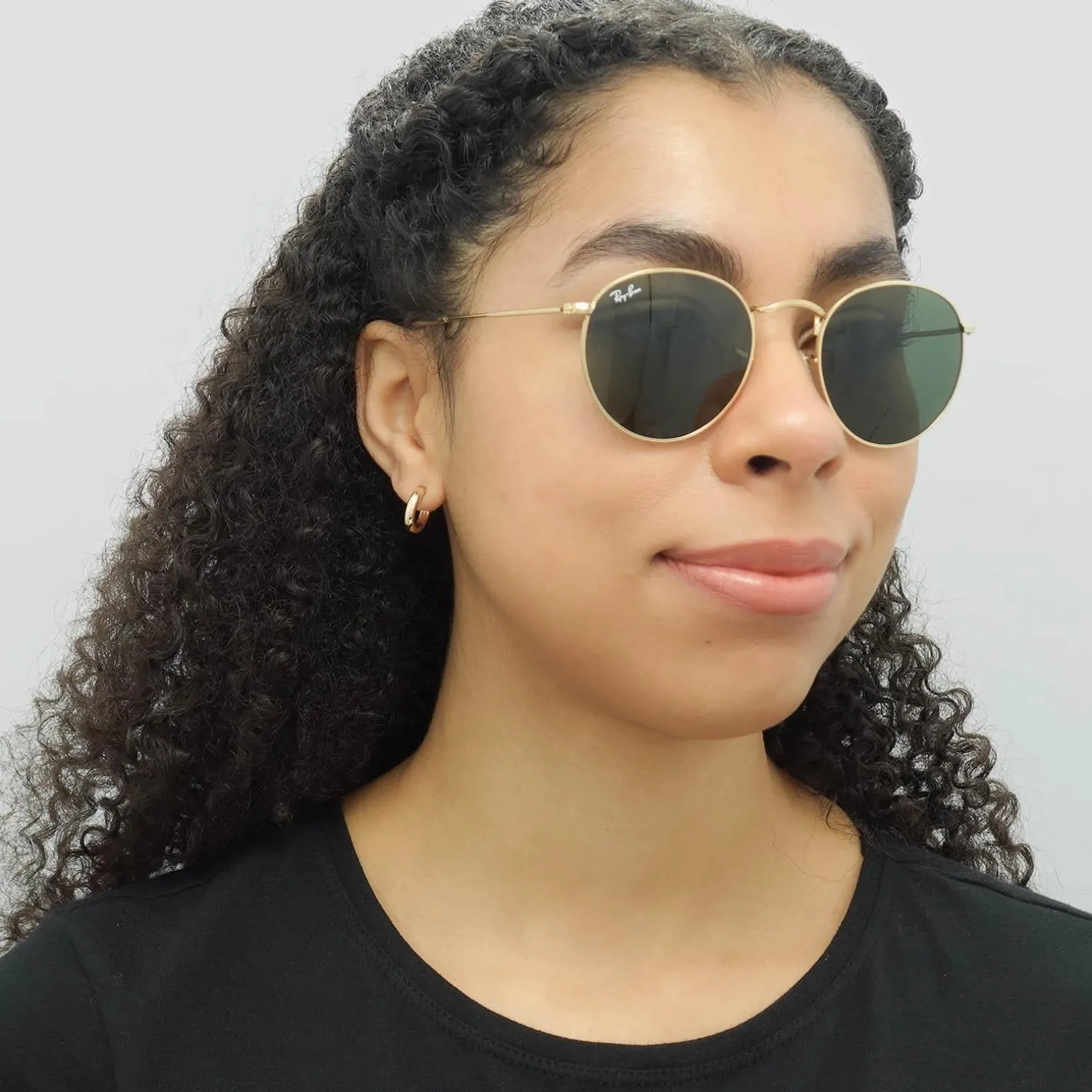 Ray-Ban Sunglasses Round Metal 3447 001 Gold Green 50mm