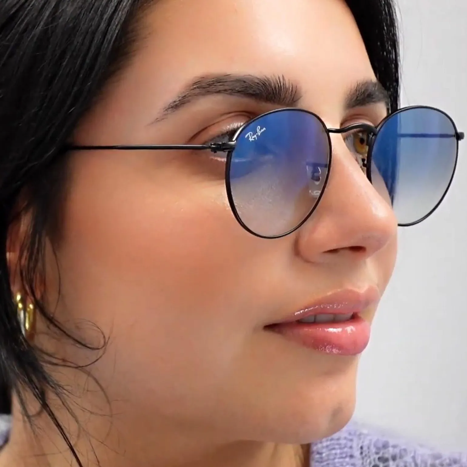 Ray-Ban Sunglasses Round Metal 3447 001 Gold Green 47mm