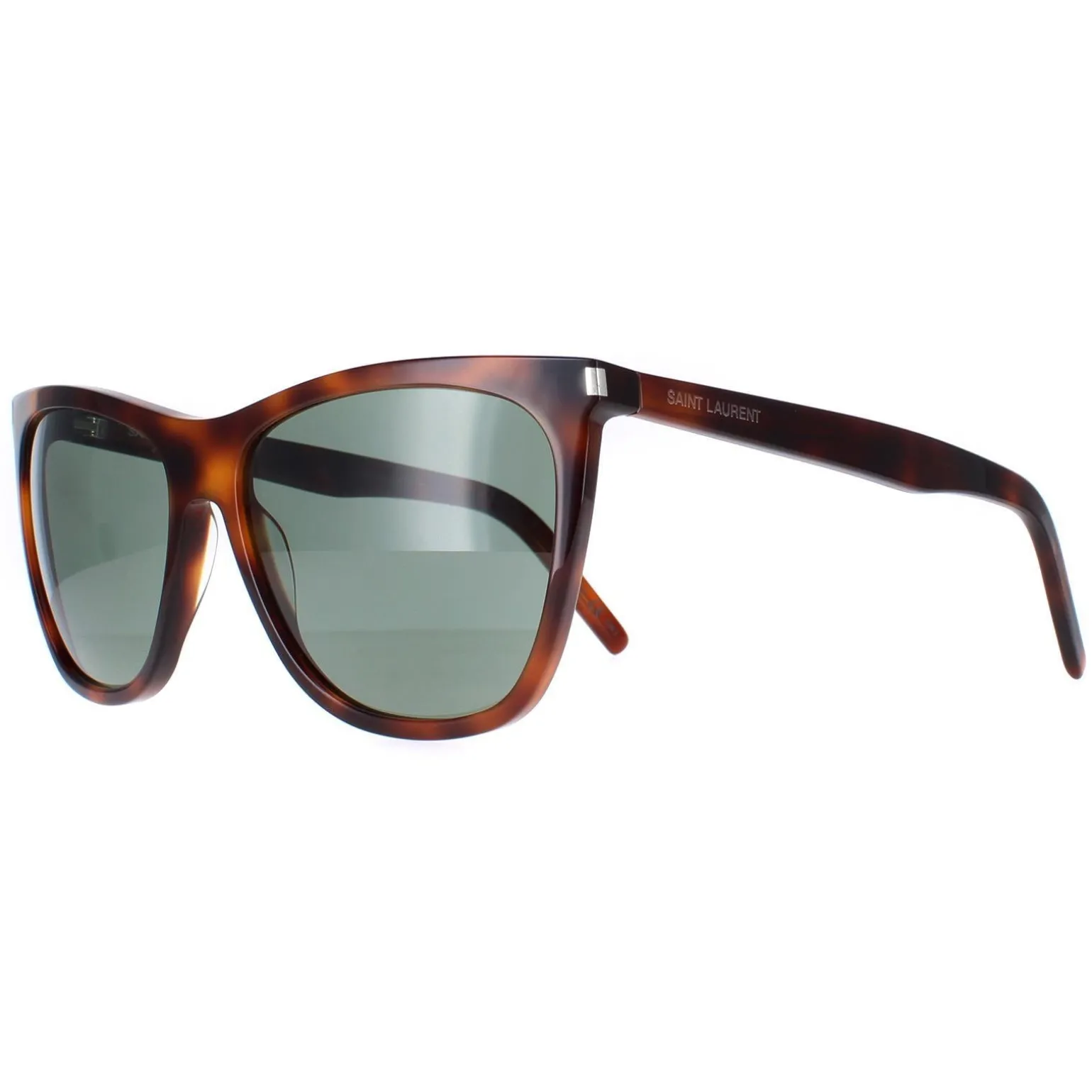 Saint Laurent Sunglasses SL 526 002 Shiny Medium Havana Solid Green