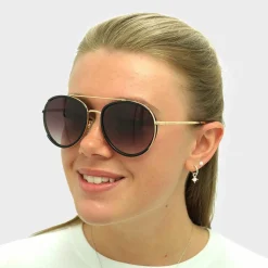 Ted Baker Sunglasses TB1638 Gaia 001 Black Gold Brown Gradient
