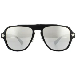 Versace Sunglasses VE2199 10006G Matte Black Dark Grey Silver Mirror