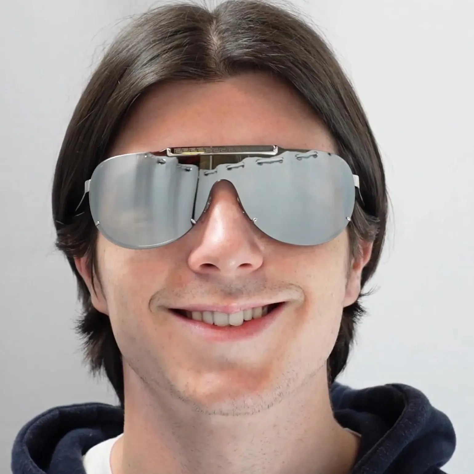 Versace Sunglasses VE2140 10006G Silver Light Grey Silver Mirror