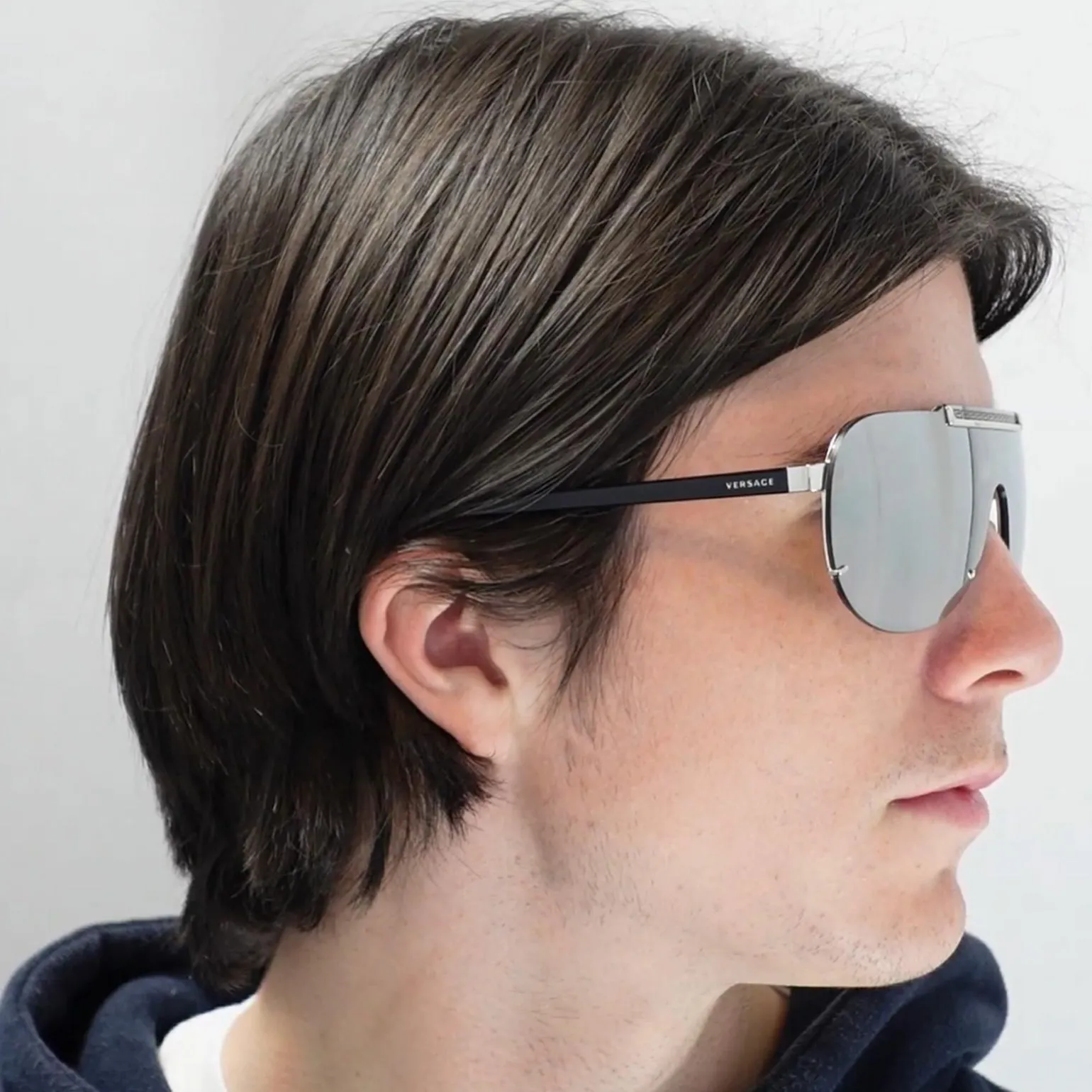 Versace Sunglasses VE2140 10006G Silver Light Grey Silver Mirror