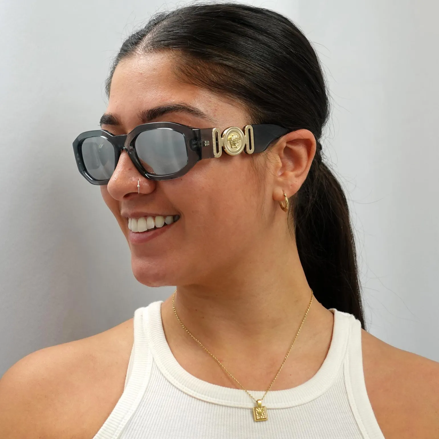 Versace Sunglasses VE4361 311/6G Transparent Grey Light Grey Silver Mi