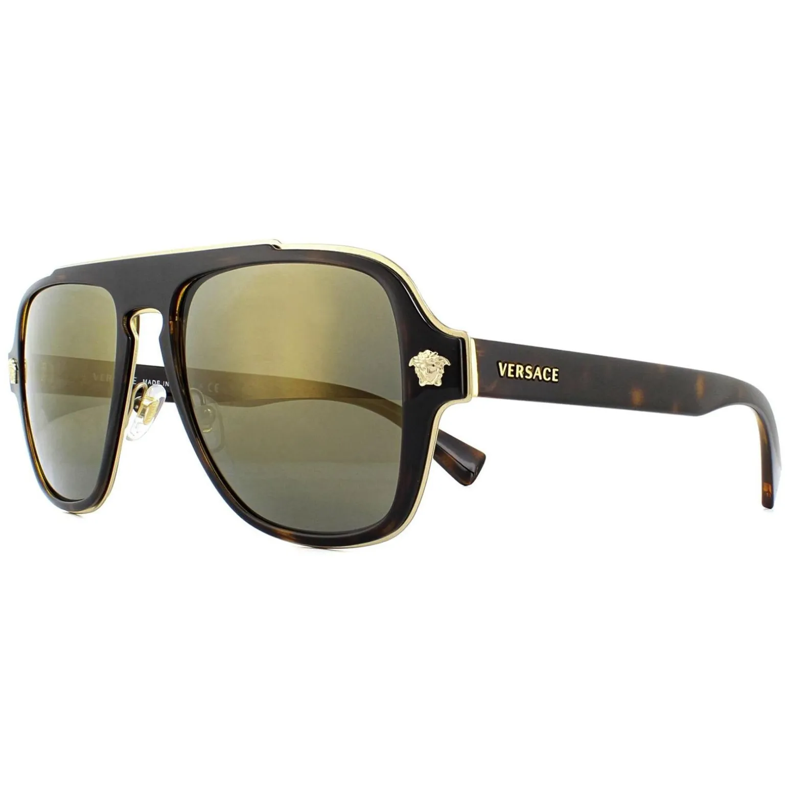 Versace Sunglasses VE2199 12524T Dark Havana Dark Grey Mirror Gold